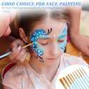 Thenshop 42 Pcs Face Paint Stencils Kits Includes 28 Reusable Facial Painting Stencils with 4 Stickers 10 Painting Brushes Plastic Tattoo Templates for Kids Halloween Party Makeup(Classic Style)