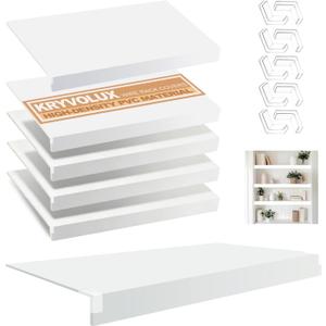 5 Pcs Wire Rack Covers 32x16x2.5 inch PVC Pantry Shelf Cover 0.31 inch Thick Removable Closet Wire Rack Shelf Covers,Decoration Kitchen Bathroom Office Shelving (Light Luxury White,32x16x2.5inch)
