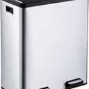 Step N' Sort The 18.5 Gallon Extra Large Capacity, Soft-Step, Dual Trash and Recycling Bin with Removable Inner Bins, Silver