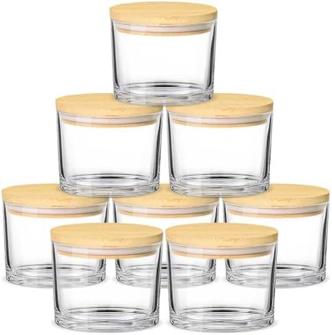 SUPMIND 12oz Candle Jars for Making Candles, 5 Pack Large Clear Glass Empty Candle Jars with Bamboo Lids, Wide Mouth Candle Container Bulk, Ideal for Candle Business