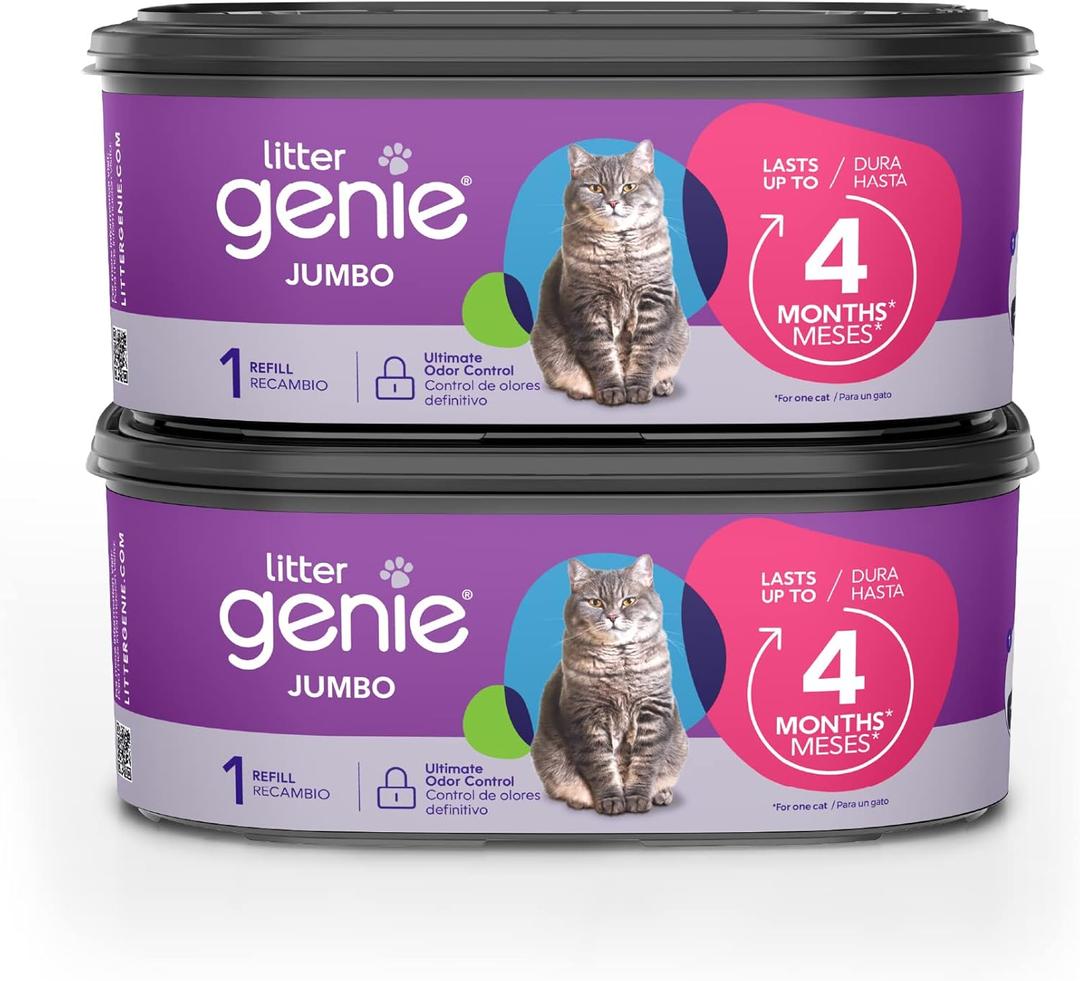 Litter Genie Refill Bags | Jumbo 2- Count (Pack of 1) | Up to 8 Months of Supply in 2 cartridges | Ultimate Odor Control Cat Litter Bags