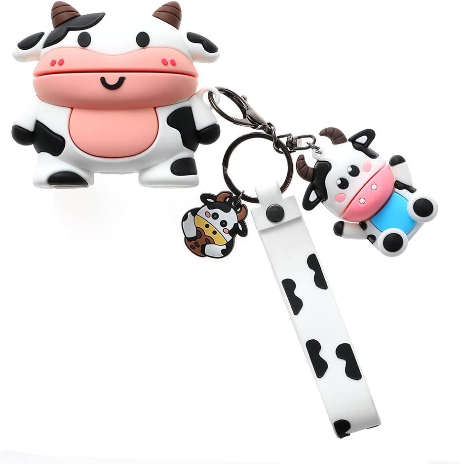 3D Milk Cow Case,Cartoon Cute Fashion Kawaii Cool Character Dairy Cattle Case with Cow Pendant for Airpod Pro 2019/Pro 2nd 2022