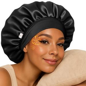 YANIBEST Silk Bonnet for Sleeping Women, Double Layer Hair Satin Bonnets with Elastic Band, Sleep Cap Curly Natural Hair