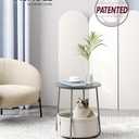 VASAGLE LILEA Collection - Small Round Side End Table, Modern Nightstand with Fabric Basket, Cement Gray and Cream White ULET223G49