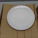 Famiware Eden Plates and Bowls Sets, Stoneware Dinnerware Sets with Gold Trim, 24 Pieces Dishes Set for 8 - Chip and Scratch Resistant, Microwave and Dishwasher Safe, White Stripe