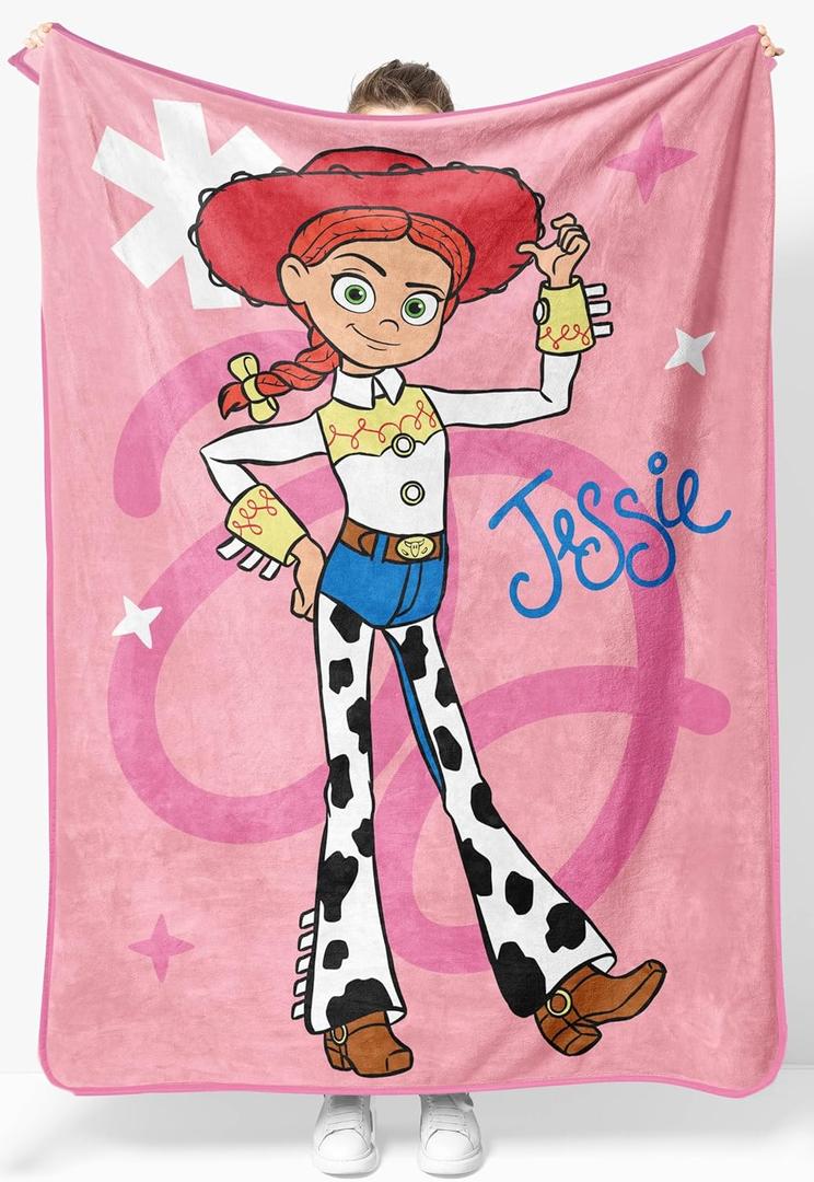 Jay Franco Plush Throw Blanket  46" x 60" Inches Kids Hero Soft & Cozy Fleece Throw for Bedroom & Couch Dcor, Official Licensed Product, Pink - Toy Story Jessie