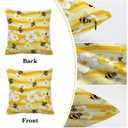 Buxainnsg Cute bee Pillow Covers 18x18 in Yellow Striped Pillow Covers 18x18 Set of 2 Farmhouse Cartoon Summer White Floral Pillows Cover Rustic Spring Flower Pillows Cover Decor for Couch Sofa