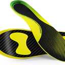 Carbon Fiber Insoles for Basketball & Volleyball, High-Energy Return for Court Shoes, Jump Higher, Run Faster, Plantar Fasciitis Support & Relief (Yellow, US Men:8-9, Women:9.5-10.5)