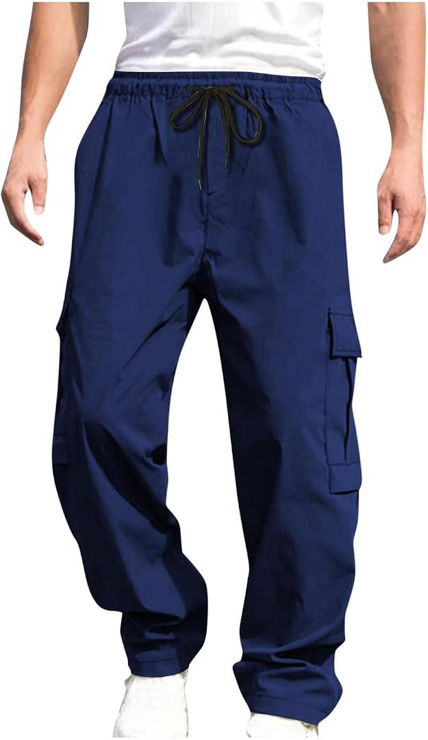 Sweatpants Loose Fit Joggers Pant Classic Drawstring Waist Wide Leg Pant Plus Size Lounge Slacks with Pocket (L)