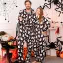 ANGELGGH Matching Halloween Onesie Pajamas Family Holiday Hooded PJs Adult Couples One Piece Sleepwear Funny Ugly Loungewear (Small, Ghost)