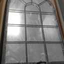 Brown Arched Window Mirror | Farmhouse Decorative Wall Mirrors for Living Room, Bedroom, Entryway, Bathroom Vanity, Fireplace Mantel | Window Pane Mirror Wall Decor | Arch Mirror Modern Accent Décor
