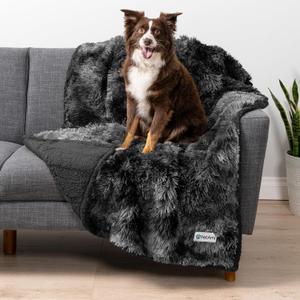 PetAmi Waterproof Dog Blanket for Couch, Bed & Furniture,Reversible Sherpa & Faux Fur Pet Blanket, Leakproof Blanket for Dog Cat, Soft Washable Couch Protector Calming Throw (40x60, Tie-Dye Black)