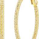 OOOPEL Gold Hoops Earrings for Women, 14k Real Gold Plated Big Earring Hoops Lightweight Earrings Hypoallergenic Large Sterling Silver Hoop Earring for Women 40MM 
