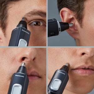 Panasonic Ear and Nose Hair Trimmer for Men with Vacuum Cleaning System, Powerful Motor and Dual-Edge Blades for Smoother Cutting, Wet/Dry  ER-GN70-K (Black)