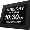 American Lifetime Large Digital Clock for Seniors, Black, 8 inch, with Day & Date, Customizable Alarms, Auto-Dimming, Multi-Language Support, Battery Backup, Easy Setup, and Gift Option