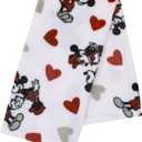 NoJo Disney Mickey Mouse & Minnie Mouse Red, Gray, and White Valentine Hearts Super Soft Plush Baby Blanket
