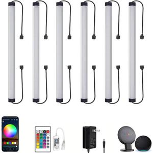 Under Cabinet LED Lighting, Dimmable Under Counter Lights, WiFi Smart Controlled,RGB,12 Inch, Multicolor Linkable Lamps with Remote Control, Compatible with Alexa Google Home (Pack of 6)