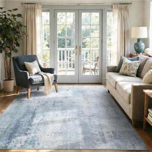 4x6 Ft Area Rugs for Living Room, Soft Non-Slip Washable Rugs Modern Abstract Pattern Carpet for Bedroom Indoor Floor Nursery Home Decor (Blue)