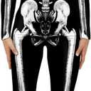 Women's Skull Skeleton Halloween Costume Jumpsuit Bodysuit Cosplay Bodysuit Outfit, L
