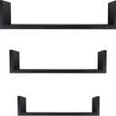 Danya B. XF11039BK Laminated MDF Floating "U" Wall Decor Shelves (Set of 3 pieces)  Black