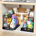 Under Sink Organizer, 2 Tier L-Shaped Bathroom Kitchen Organizers and Storage, Pull Out Sink Cabinet Drawer Shelf Pantry Organizer and Storage, Black