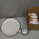 Homlouue Dinnerware Sets, 16 Pieces Stoneware Dinnerware Set, Service for 4 (16pcs), Plates Bowls and Mugs Set, Dinnerware Sets for 4, White with Black Rim