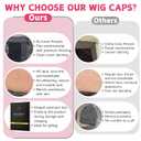 Lace Wig Grip Cap Women: 4x5 Transparent Swiss Lace Front - Non-slip Wig Gripper for Keeping Wigs In Place - Adjustable Elastic Headband with Velcro Medium Size