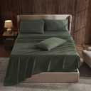 Hearth & Harbor Extra Deep Pocket Sheet Sets, Luxury Soft 6 Piece Bed Sheet Set Fits Mattress 18-24 Inches - Split King Size, Olive Green