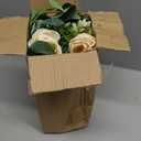 TOCHGREEN 2 Pack 12Ft Artificial Eucalyptus Flower Garland with Champagne Roses, Fake Rose Flower Greenery Garland Floral Vines for Wedding Home Party Table Runner Decor (2PCS, Champagne)