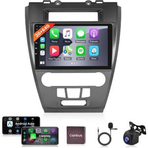 2G+64G Android Car Stereo for Ford Fusion Mondeo Mustang 2009-2012,Wireless Carplay Android Auto Car Radio,10'' Touch Screen Head Unit with GPS WiFi Bluetooth Mirror Link FM RDS Backup Camera