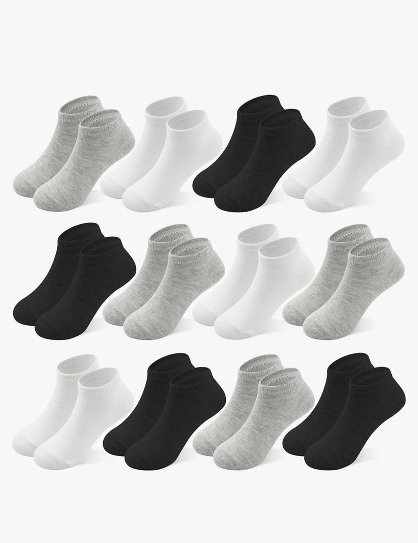 12 Pairs Toddler Socks Boys Socks, Boys Ankle Sock Kids Low Cut Sock for Girls, Pack of 4