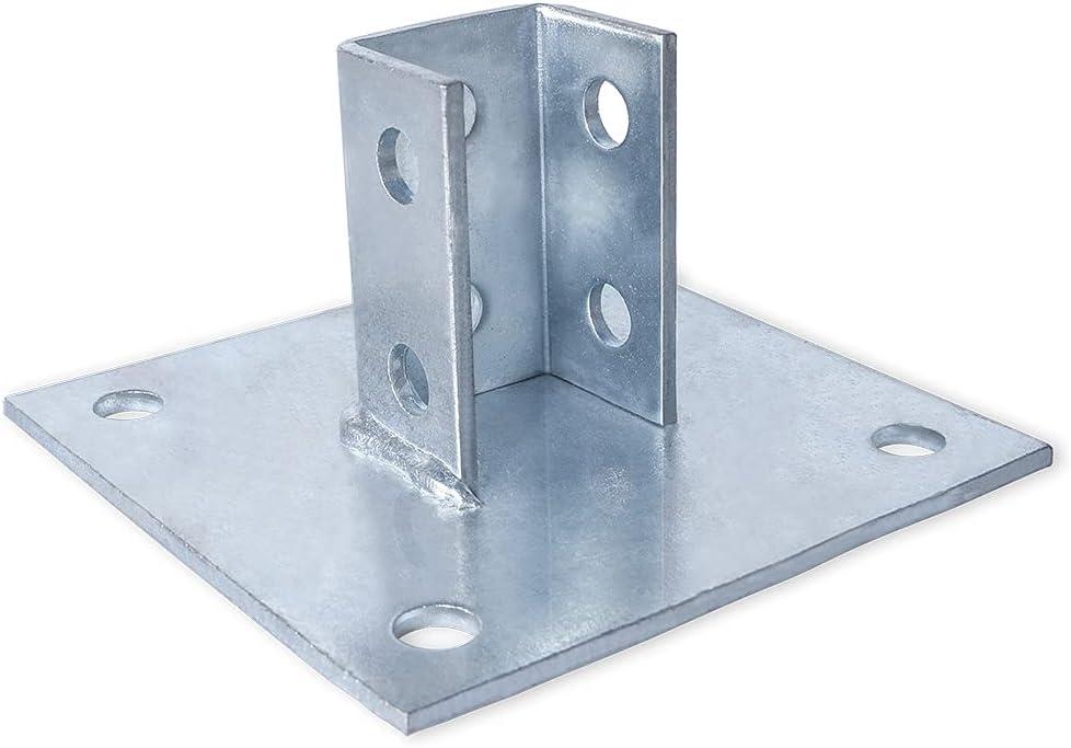Skelang Post Base, 4 Holes Square Mount for 1-5/8 Single Strut Channel Skelang Post Base, 4 Holes Square Mount for 1-5/8 Single Strut Channel