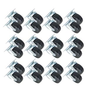 24Pcs Black 2 Inch Casters Wheels Heavy Duty Rubber Swivel Caster Wheels with Top Plate & Bearing