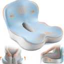 Seat Cushion, Office Chair Cushions for Tailbone Relief, Seat Cushions for Office Chair with L-Shaped Ergonomic Design, Memory Foam Chair Cushion for Long Sitting Office Worker(Blue Grey)