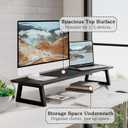 TEAMIX 31.5 inch Dual Monitor Riser, Long Black Monitor Stand Riser Wide TV Stand Riser Monitor Stand for 2 Monitors Wood & Steel Desktop Riser Desk Organization Home Office