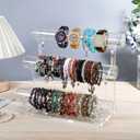 Acrylic Bracelet Holder with 3 Tier Jewelry Organizer Stand Racks, Acrylic Necklace Holder Display Stylish Crystal Bangle Bracelet Holder for Selling,Invisible Detachable Watch Holder