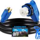 Kanayu 3FT NEMA L14-30P to SS2-50R RV Marine Power Generator Adapter Cord, 30A 4 Prong Locking Generator L14-30P Male to 50A Marine Shore Power 90 Degree Right Angle SS2-50R Female, ETL Listed