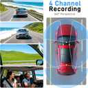 4 Channel Dash Cam 360 View Front Rear Left Right Car Camera,GPS and 5GHz Band WiFi,APP Control,G-Sensor,24H Parking Mode,8PCS IR Lights Night Vision,Wide Angle,WDR,Included Free TF Card
