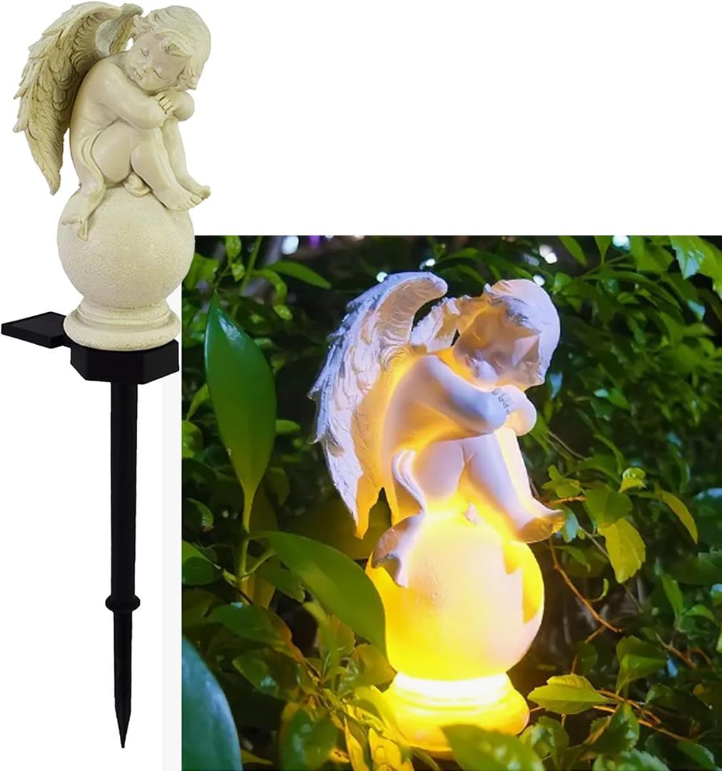 for Angel Lights Solar Stake for Garden, Decorative Stake Light Solar Angel Garden Decor, Waterproof Outdoor Figurine Lights, Angel Statues Light fit Cemetery, Grave, Lawn, Patio, Pathway