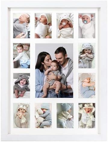Hodeframe 12 month photo frame,my first year photo board,K-12 Collage Photo Frame for Baby First Year Keepsake, 12x16 Multi Picture Frame-13 Opening,Great for Children's Photos, Portrait