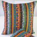 TAOSON Green Stripe Bohemian Style Antique Cotton Blend Linen Sofa Throw Pillowcase Cushion Cover Pillow Cover with Hidden Zipper Closure Only Cover No Insert 18x18 Inch 45x45cm