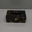 Black and Gold Marble Tissue Box Cover, Modern Tissue Box Holder with Lock for Bathroom, Bedroom, and Living Room, Rectangle Shape Dryer Sheet Holder Organizer (Retangular)