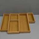 ABABIL Bamboo Drawer Organizer Set of 5, Wooden Storage Tray Inserts for Kitchen, Bathroom, Office, Makeup, Jewelry, Utensils, Desk Accessories and Vanity Drawers, Brown