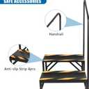 RV Steps with Handrail, 2-Step Anti-Slip Heavy Duty Stable Universal Stair for RV Travel Trailers Pool Hot Tub Trampoline