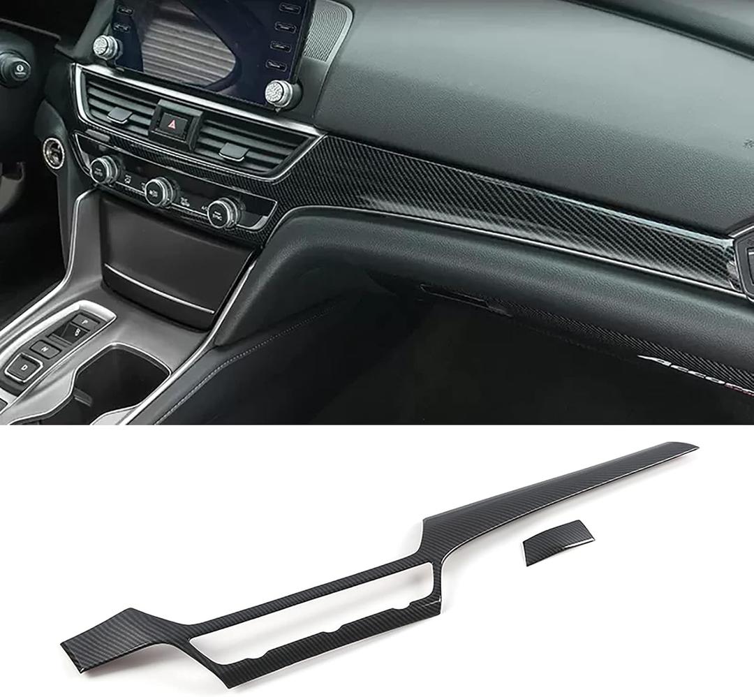 Car Accessories Fit for Honda Accord 10th Gen 2018-2022 Inner Dashboard Center Console AC Switch Button Panel Stripe Cover Trim (Carbon Fiber Style) ABS 2 PCS