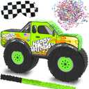 Monster Truck Piata, 4 Piece Set, perfect for Kids Birthday Parties, Race Car Party Supplies fits piata candy and party favors (16X10) Durable! (Green Monster Truck)