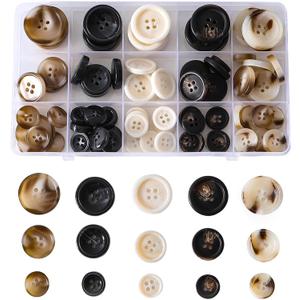 Resin Sewing Buttons, 110 Pieces, 4-Hole Round Buttons for Blazer Suit Coats,5 Color 3 Size 15mm/20mm/25mm