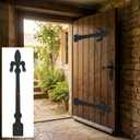 4 Pack 12'' Heavy Duty Decorative Garage Door Hinges Matte Black Powder Coated Dummy Barn Gate Hinges Strap Metal Garage Door Hardware for Barn Gate Cabinet Shutter Shed Fleur De Lis Style