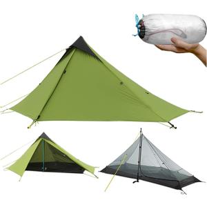 Ultralight Waterproof Tent, Double-Layer Three-Season Backpacking Tent for 1-Person Camping, Kayaking, Climbing, Hiking, Weighing in at only 2 pounds for The Tent (Green)