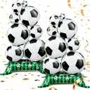 PTORIZNY 2 pcs Giant Standing Soccer Balloons, 59 * 31 Inch Soccer Balloon with Green Field Base, World Cup Sports Theme Balloons, Soccer Birthday Party Decorations